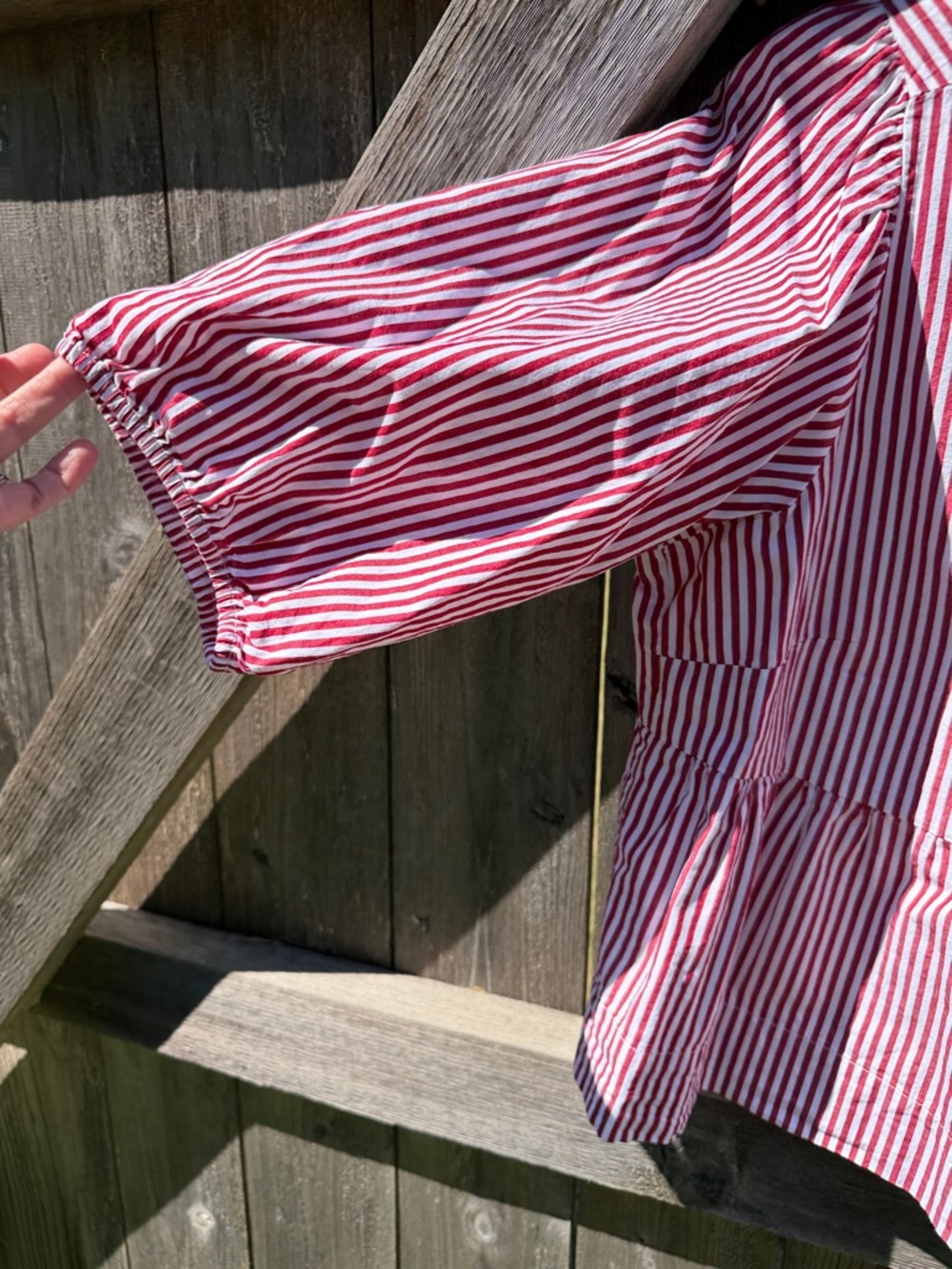 Velvet Heart Red & White Striped Bow-Front Peplum Blouse - Picture 6 of 7